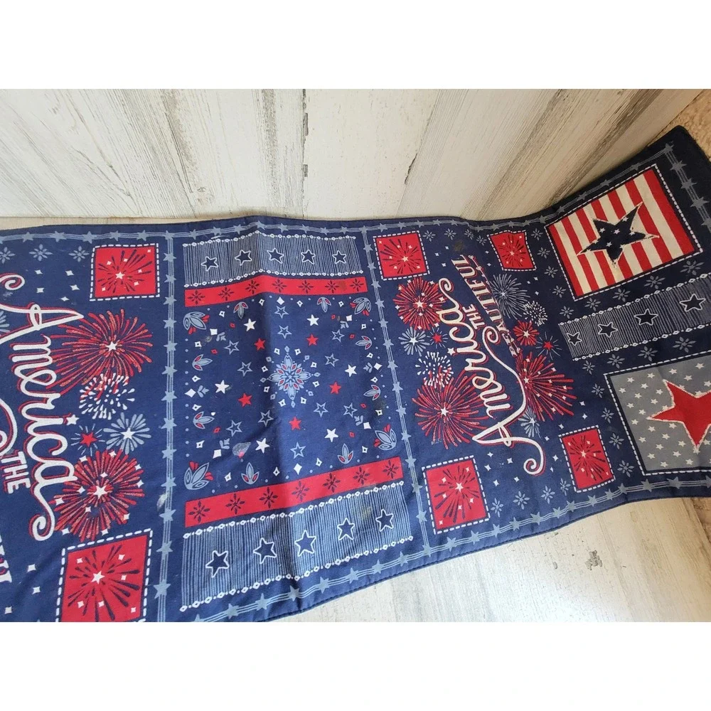 America beautiful flag table runner July 4th fireworks USA unique cloth‎ home